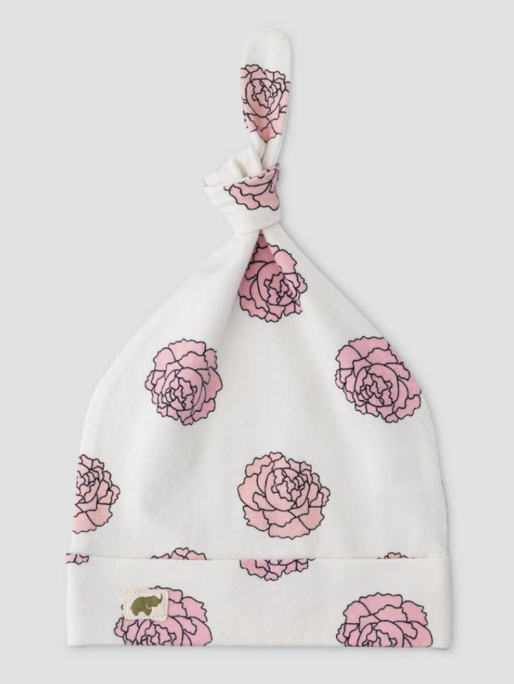 Monica + Andy Organic Cotton Top Knot Cap Rose Cabbage Flower Power Baby Hat